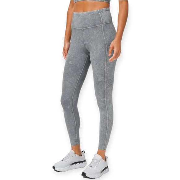 lululemon athletica Pants - Lululemon Fast and Free High Rise Tight 25" Ice Dye Ice Wash Asphalt Grey 6